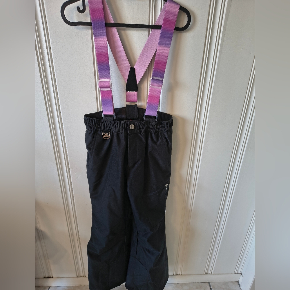 Gerry Black Snow Bibs M-10/12 with Pink/Purple Suspenders